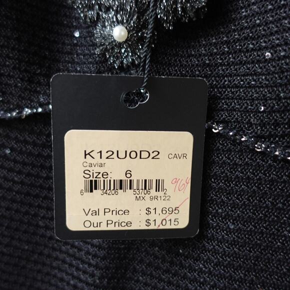St John Dress Womens 6 Black Caviar Beaded Embellished Knit Cocktail NWT $1695 - Picture 4 of 12